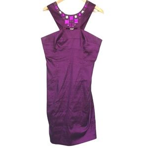 Liliana Purple Jewel Neck Evening Dress Size 14